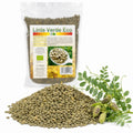 Linte verde BIO, 500g — boabe uscate naturale și ramură de plantă cu păstăi, prezentare lifestyle, Biovicta