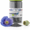Mac albastru BIO semințe 250g — semințe mac albastru și floare poppy proaspătă cu păstaie, prezentare lifestyle, Biovicta