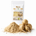 Maca pulbere BIO, 500g — rădăcină Lepidium meyenii și pudră prezentare lifestyle, Biovicta