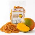 Mango natural bucăți 200g — bucăți mango uscat și mango proaspăt feliat, prezentare lifestyle, Biovicta