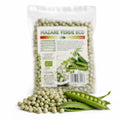 Mazăre verde uscată BIO 250g — boabe mazăre verde și păstăi proaspete, prezentare lifestyle, Biovicta