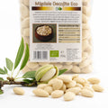Migdale decojite crude albe RAW BIO 250g — miez albă migdal și fruct migdal verde, prezentare lifestyle, Biovicta