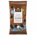 Migdale în ciocolată fără zahăr BIO, 50g — pungă Foodin cu eticheta completă, ciocolată fără zahăr din Finlanda, Biovicta