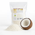 Nucă de cocos răzuită BIO 250g — fulgi de nucă cocos și cocos proaspăt deschis, prezentare lifestyle, Biovicta