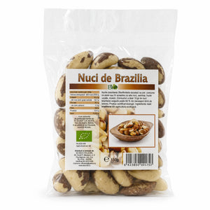 Nuci braziliene BIO 150g — pungă transparentă cu nuci braziliene, eticheta completă, origine Bolivia, Biovicta