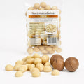 Nuci macadamia 125g — miez macadamia crud și nuci macadamia în coajă, prezentare lifestyle, Biovicta