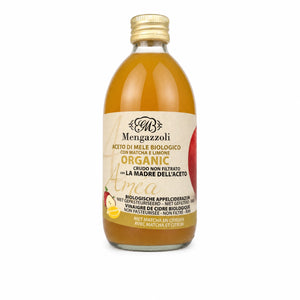 Oțet din cidru de mere nefiltrat cu matcha și lămâie BIO, 250ml — sticlă cu eticheta completă, oțet de mere bio, Biovicta
