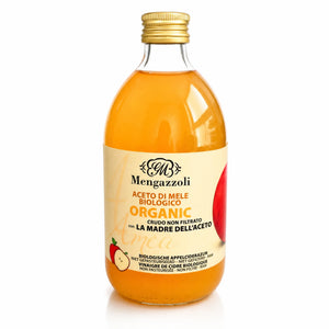 Oțet din cidru de mere nefiltrat raw cu Mama oțetului BIO, 500ml — sticlă cu eticheta completă, oțet de mere bio, Biovicta