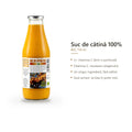 Suc de cătină 100% BIO 750 ml din pachet, sticlă cu eticheta completă, un singur ingredient fără aditivi, Biovicta