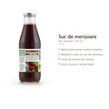 Suc de merișoare 100% BIO neîndulcit 750 ml din pachet, sticlă cu eticheta completă, fructe din Canada, Biovicta