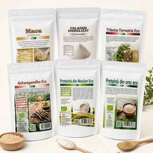 Pachet Performanță și Adaptogeni Biovicta - maca, colagen, tribulus, ashwagandha, proteine