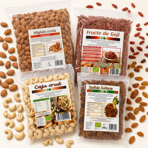 Pachet Snack Box Premium Biovicta - migdale, goji, caju, stafide