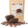 Pasta de cacao RAW BIO 300g — bucăți pastă cacao și boabe cacao raw, prezentare lifestyle, Biovicta