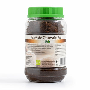 Pasta de curmale BIO 300g — borcan plastic cu capac verde și eticheta completă, pastă curmale ecologică Tunisia, Biovicta