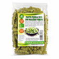 Paste fusilli fără gluten din mazăre verde BIO, 250g — pungă transparentă cu paste, eticheta completă, fabricate în Italia, Biovicta