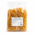 Paste fusilli fără gluten din năut BIO, 250g — spatele pungii cu eticheta completă și valorile nutriționale, Biovicta