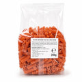 Paste sedanini din linte roșie fără gluten BIO, 250g — spatele pungii cu eticheta completă și valorile nutriționale, Biovicta