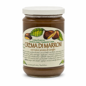 Piure de castane BIO cu rom și vanilie, 350g — borcan cu eticheta completă, cremă de castane, Biovicta