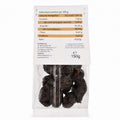 Prune uscate umplute cu nuci 150g Biovicta, eticheta spate cu informații nutriționale, lot și termen valabilitate