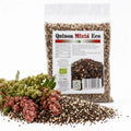 Quinoa mixtă BIO 250g — boabe tricolore și plante quinoa proaspete, prezentare lifestyle, Biovicta