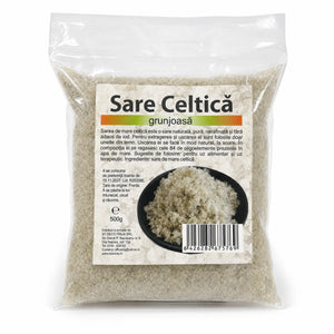 Sare Celtică grunjoasă 100% naturală 500g din Franța, pachet sigilat, Biovicta