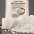 Sare Epsom (sulfat de magneziu) 1000g, prezentare lifestyle cristale fine, Biovicta