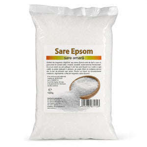 Sare Epsom (sare amară) 1kg — sulfat de magneziu MgSO4 pur 100%, cristale albe solubile pentru băi cadă, băi picioare relaxante, fertilizator natural plante conifere tuia trandafiri