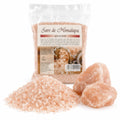 Sare Himalaya grunjoasă 500g — sare grunjoasă și bucăți de sare brută roz, prezentare lifestyle, Biovicta