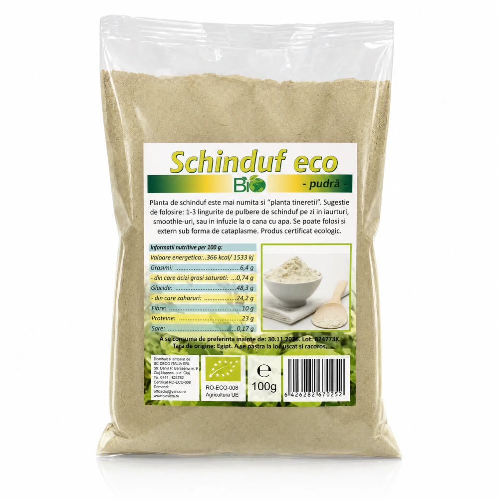 Schinduf semințe pudră BIO 100g  -  Trigonella foenum-graecum (fenugreek), pudră fină din semințe măcinate, certificat ecologic RO-ECO-008, mono-ingredient