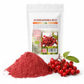 Schizandra pulbere BIO 200g — pulbere Schizandra și boabe roșii proaspete pe ramură, prezentare lifestyle, Biovicta