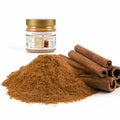 Scorțișoară Cassia pudră BIO 130g — pudră de scorțișoară și bețe de Cassia, prezentare lifestyle, Biovicta