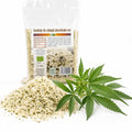 Semințe de cânepă decorticate BIO 225g — semințe și frunze de cânepă (sursa naturală), prezentare lifestyle, Biovicta