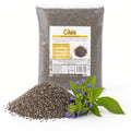 Semințe de chia RAW 1Kg — semințe și ramură de plantă chia (sursa naturală), prezentare lifestyle, Biovicta