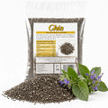 Semințe de chia RAW 200g — semințe și ramură de plantă chia (sursa naturală), prezentare lifestyle, Biovicta