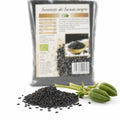 Susan negru semințe BIO, 250g — semințe de susan negru și păstăi proaspete de susan, prezentare lifestyle, Biovicta