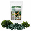 Spirulina tablete BIO 500mg, 500 buc (250g) — tablete Arthrospira platensis și pudră prezentare lifestyle, Biovicta