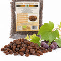 Stafide Thompson BIO 400g — stafide și ramură de viță cu struguri proaspeți, prezentare lifestyle, Biovicta