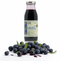Suc de afine sălbatice 100%, BIO 330ml — afine sălbatice și suc, prezentare lifestyle, Biovicta