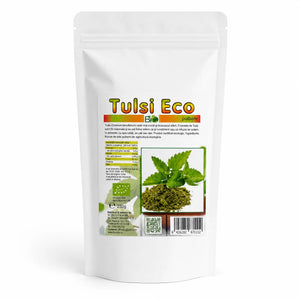 Tulsi pulbere BIO 250g — pungă doypack cu eticheta completă, busuiocul sfânt din India, Biovicta