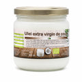 Ulei de cocos extravirgin presat la rece BIO 300ml — borcan sticlă cu capac auriu metalic, eticheta completă, ulei ecologic, Biovicta