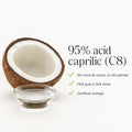Ulei MCT C8 — 95% acid caprilic, din nucă de cocos nu din palmier, fără gust și miros, certificat ecologic