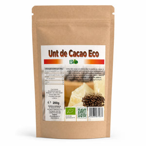 Unt de cacao BIO 200g Biovicta, ambalaj kraft din Peru, eticheta cu certificare ecologică RO-ECO-008