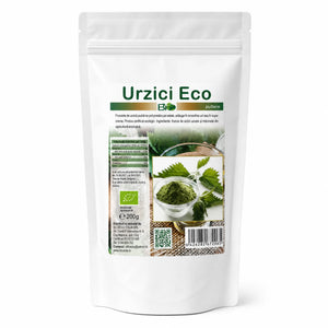Urzici frunze pudră BIO 200g — pungă doypack cu eticheta completă, frunze măcinate Bulgaria, Biovicta